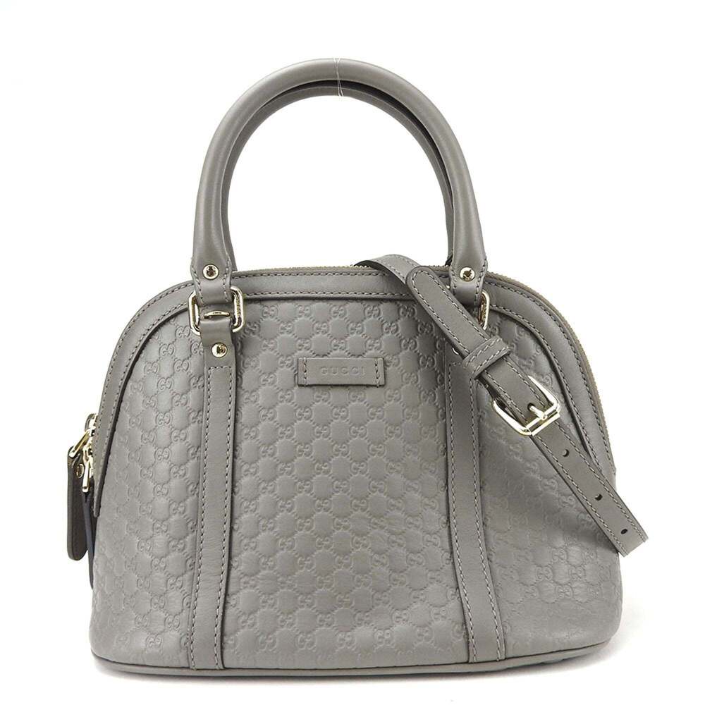 GUCCI Authentic Gray Leather Shoulder Bag
